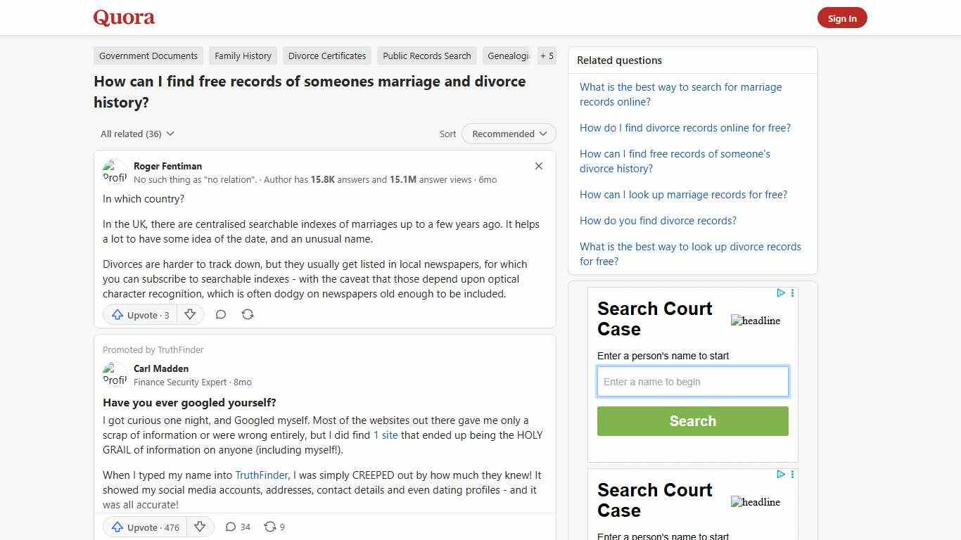 How to find free records of someones marriage and divorce history - Quora